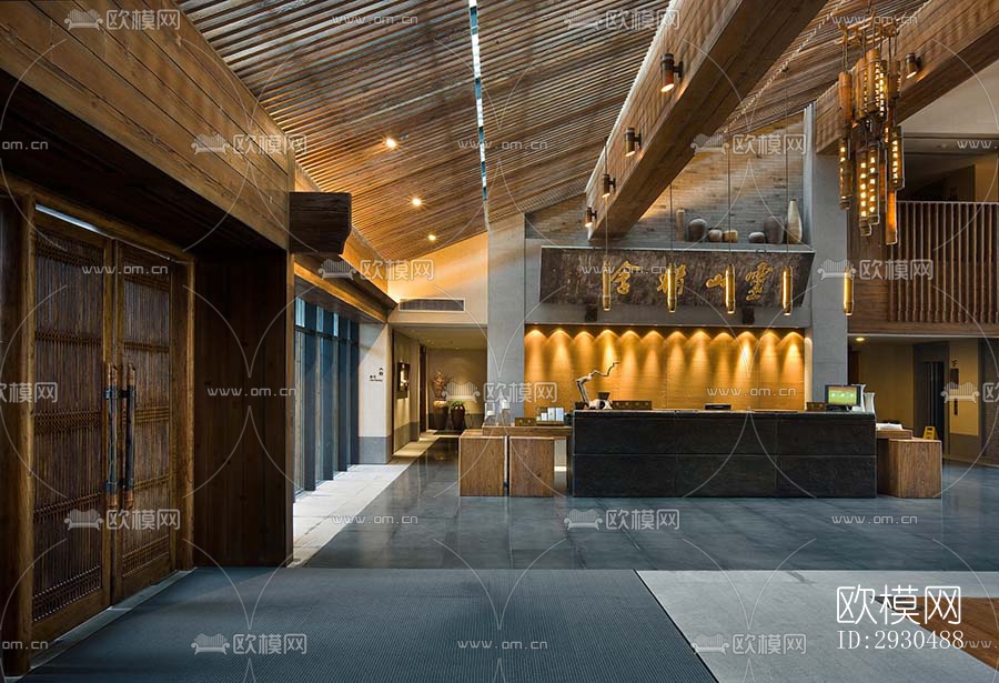 中式酒店民宿效果图下载（渲染图9）