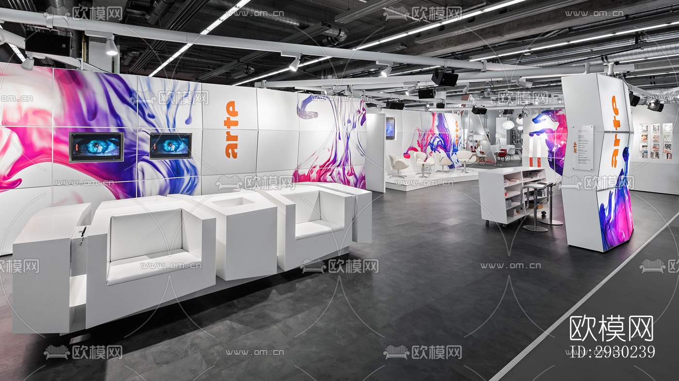 现代展览展厅效果图下载（渲染图2）