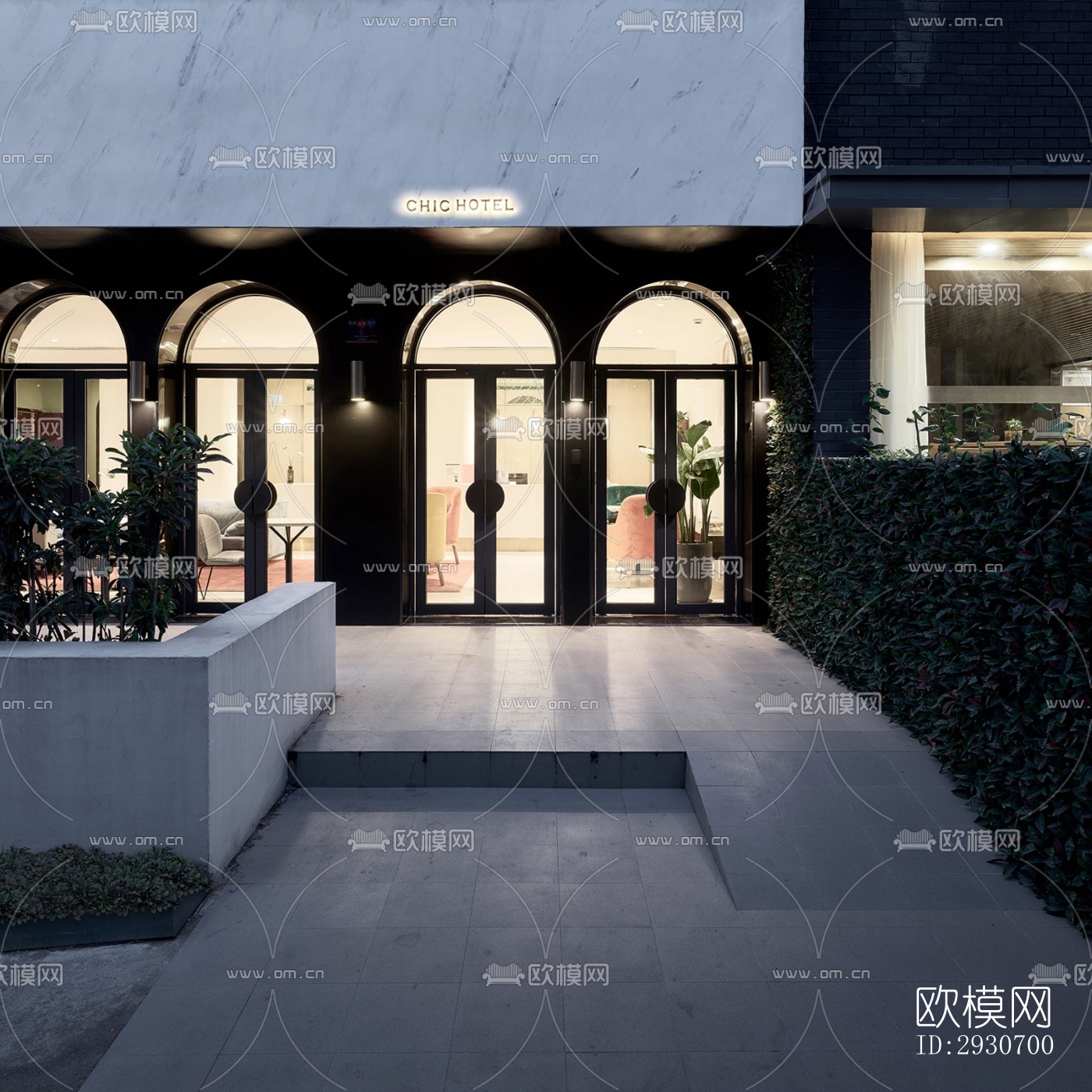 现代酒店民宿效果图下载（渲染图5）