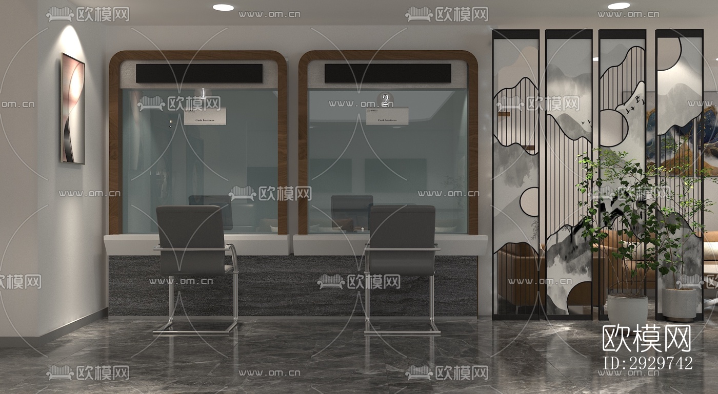 新中式银行效果图下载（渲染图9）