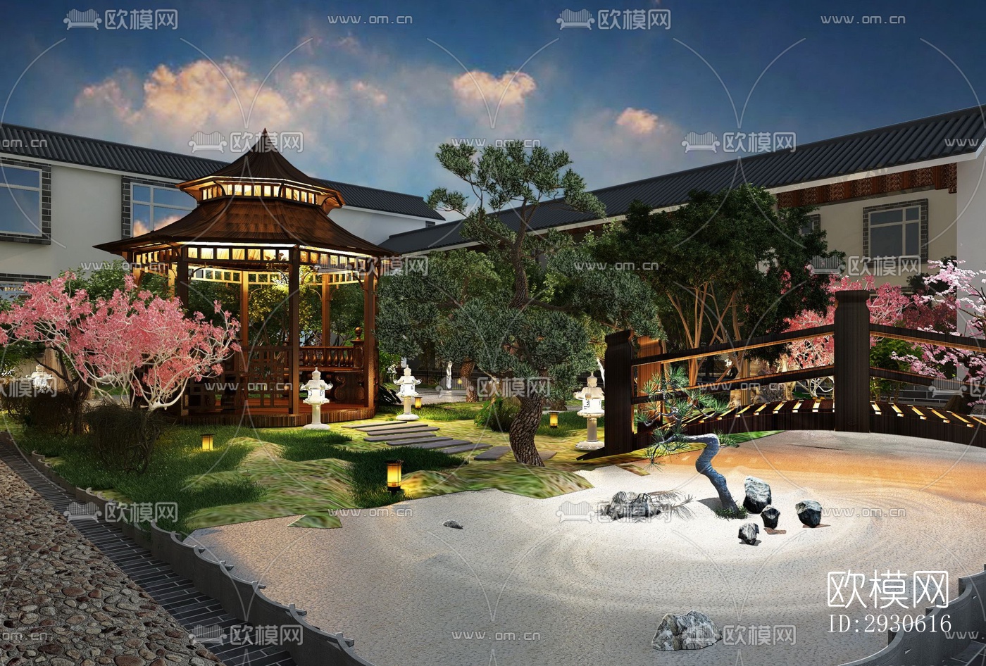 新中式酒店民宿效果图下载（渲染图5）