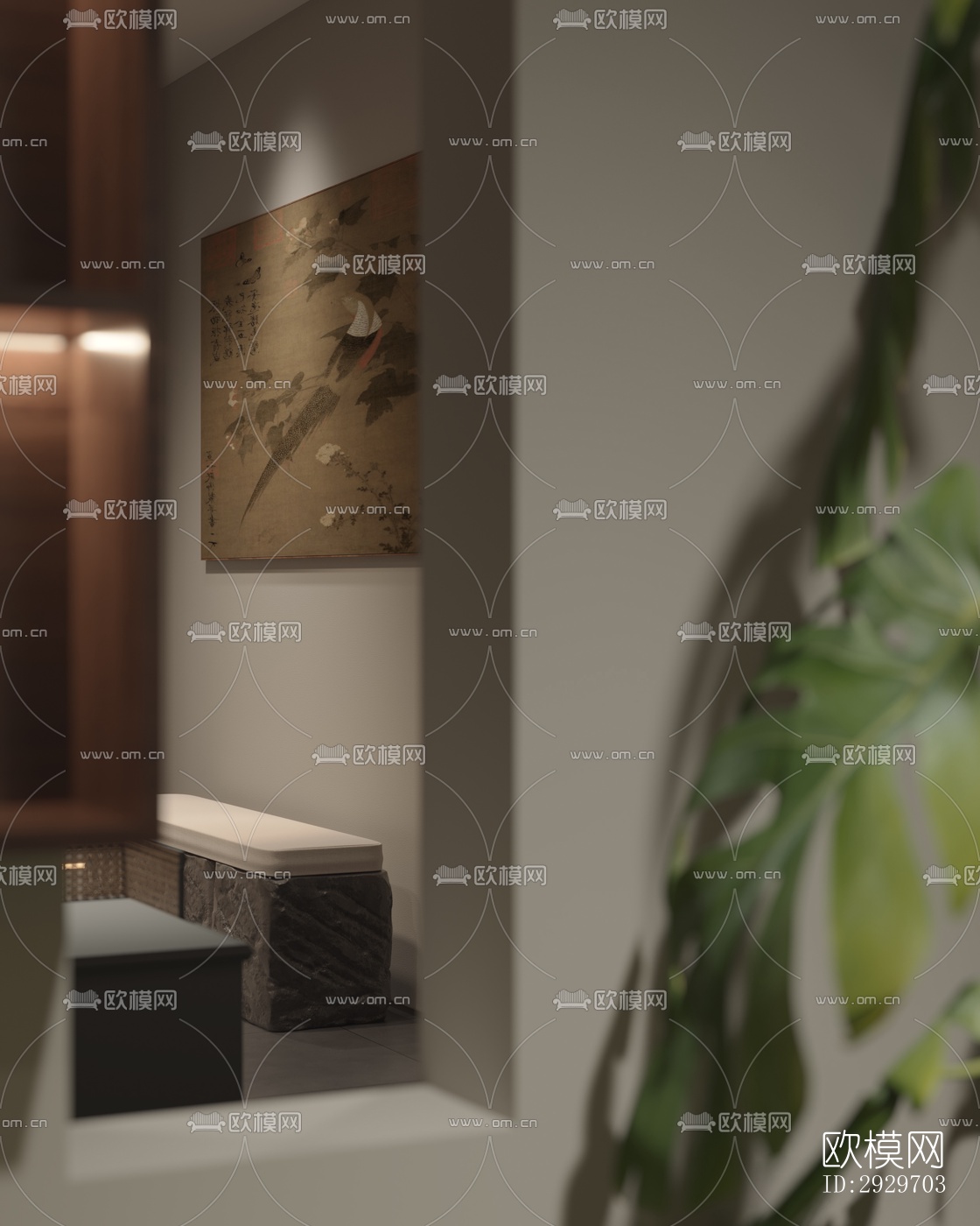 新中式美术博物馆效果图下载（渲染图3）