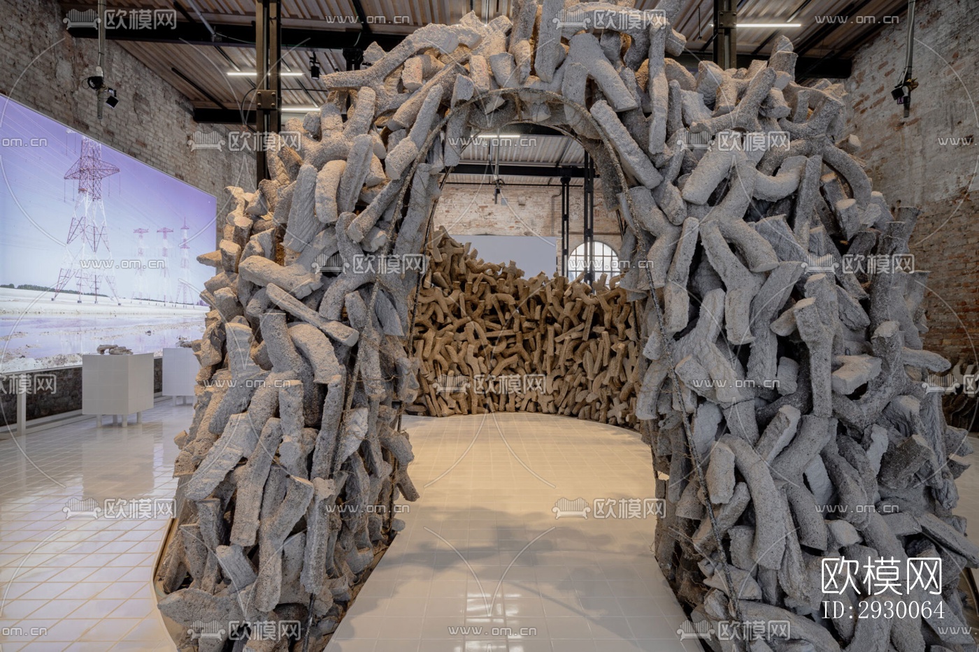 工业风展览展厅效果图下载（渲染图3）