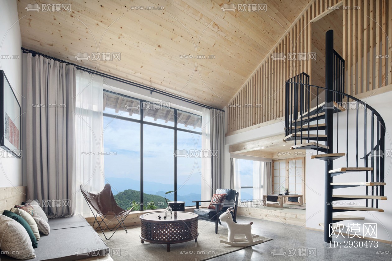 中式酒店民宿效果图下载（渲染图14）