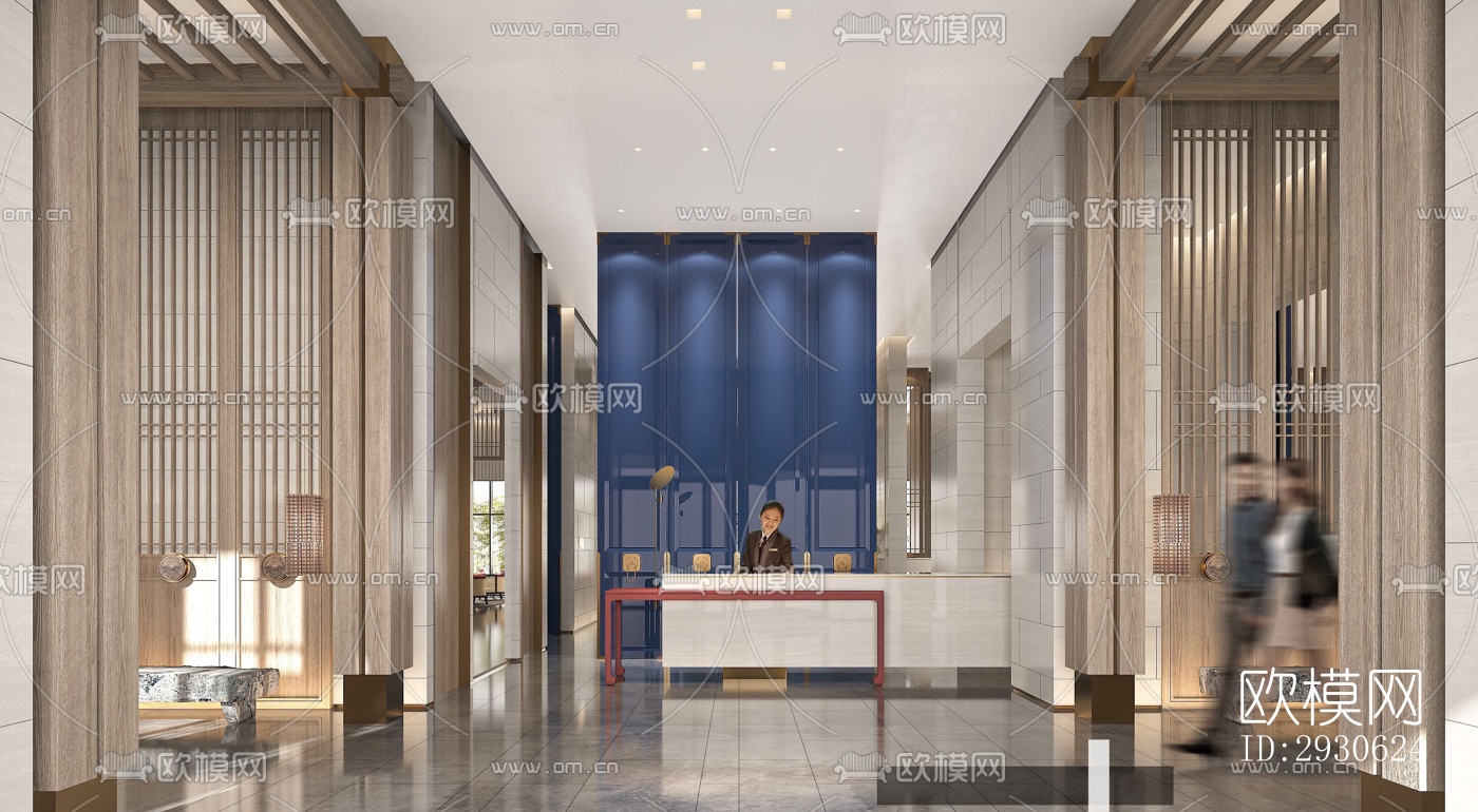 新中式酒店民宿效果图下载（渲染图4）