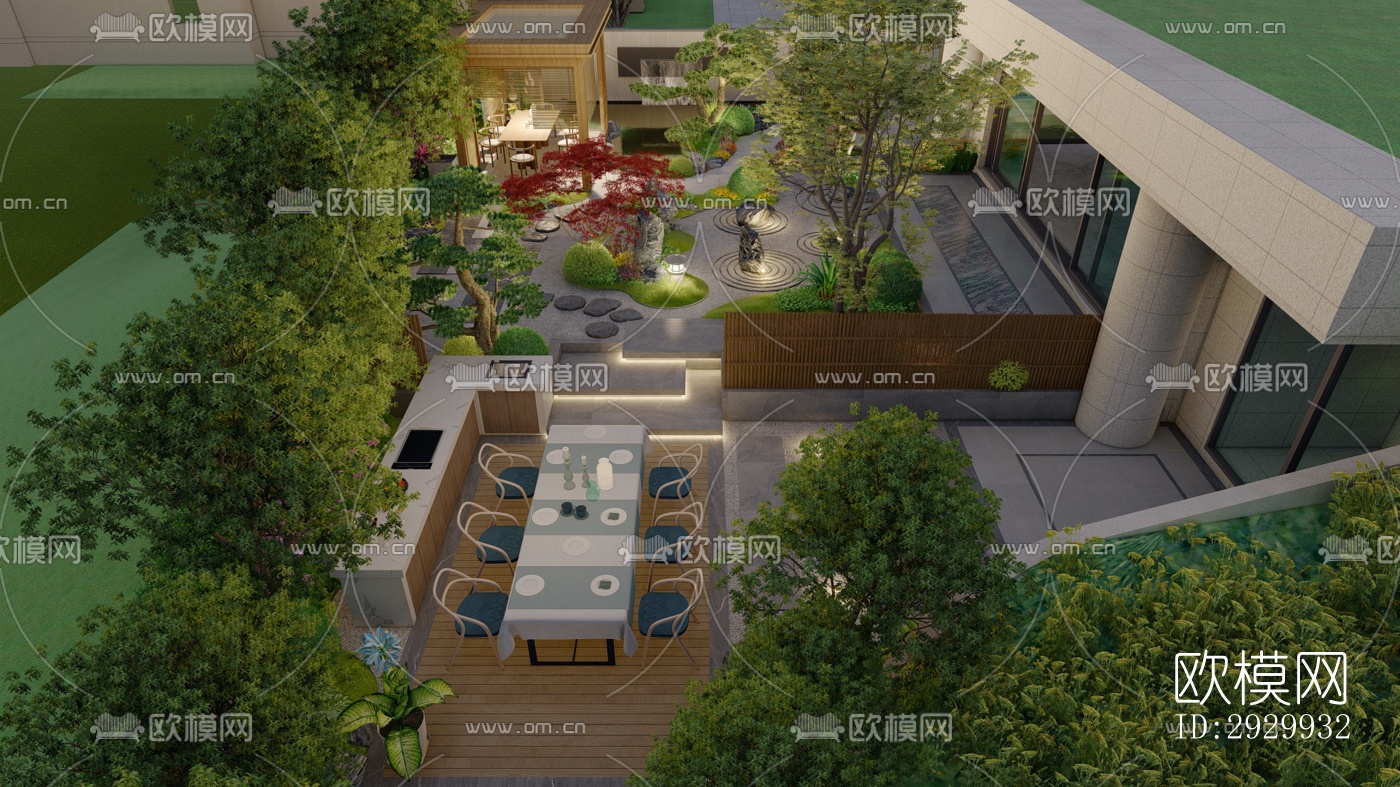 日式居住景观效果图下载（渲染图16）