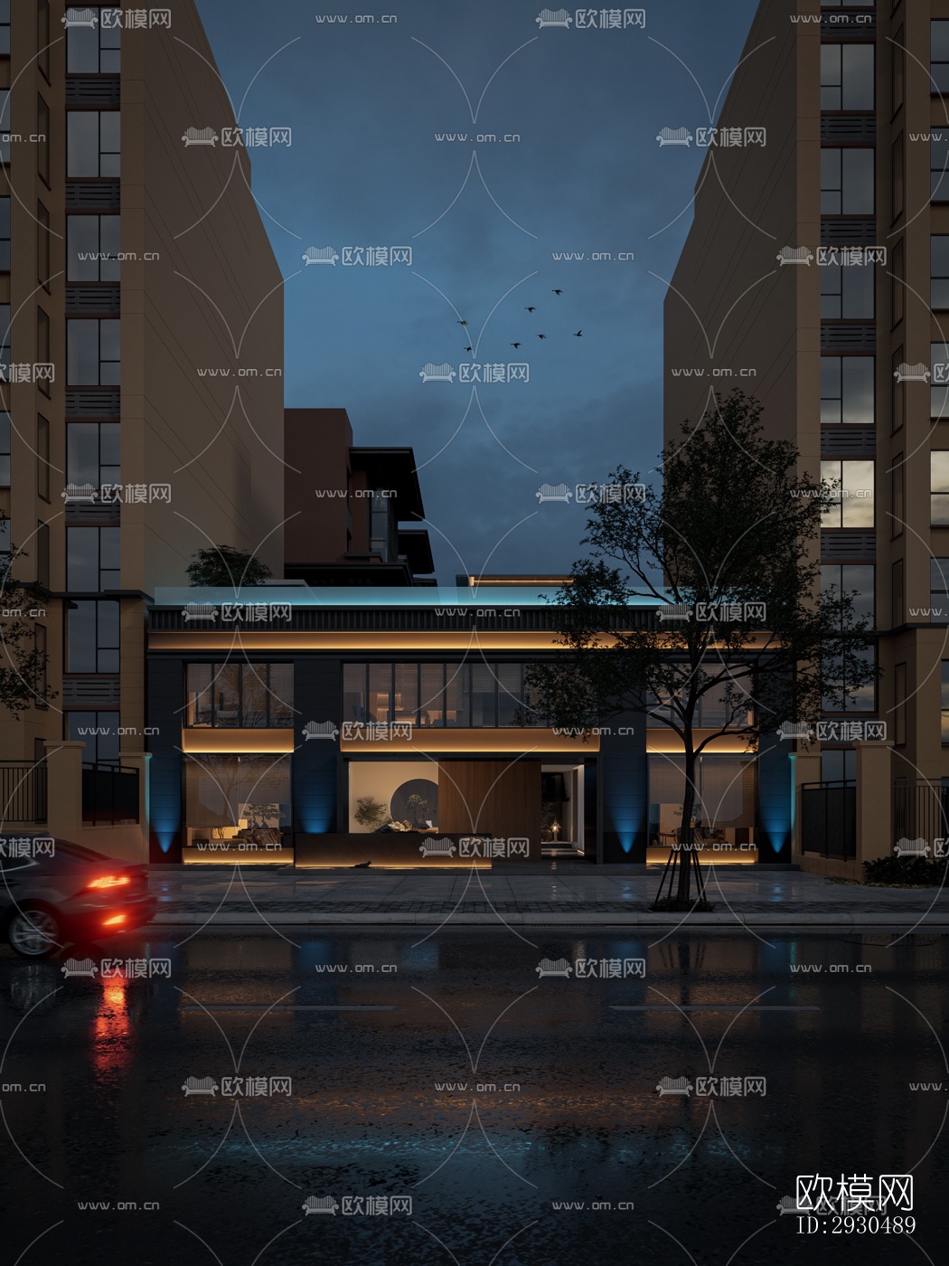 中式酒店民宿效果图下载（渲染图1）