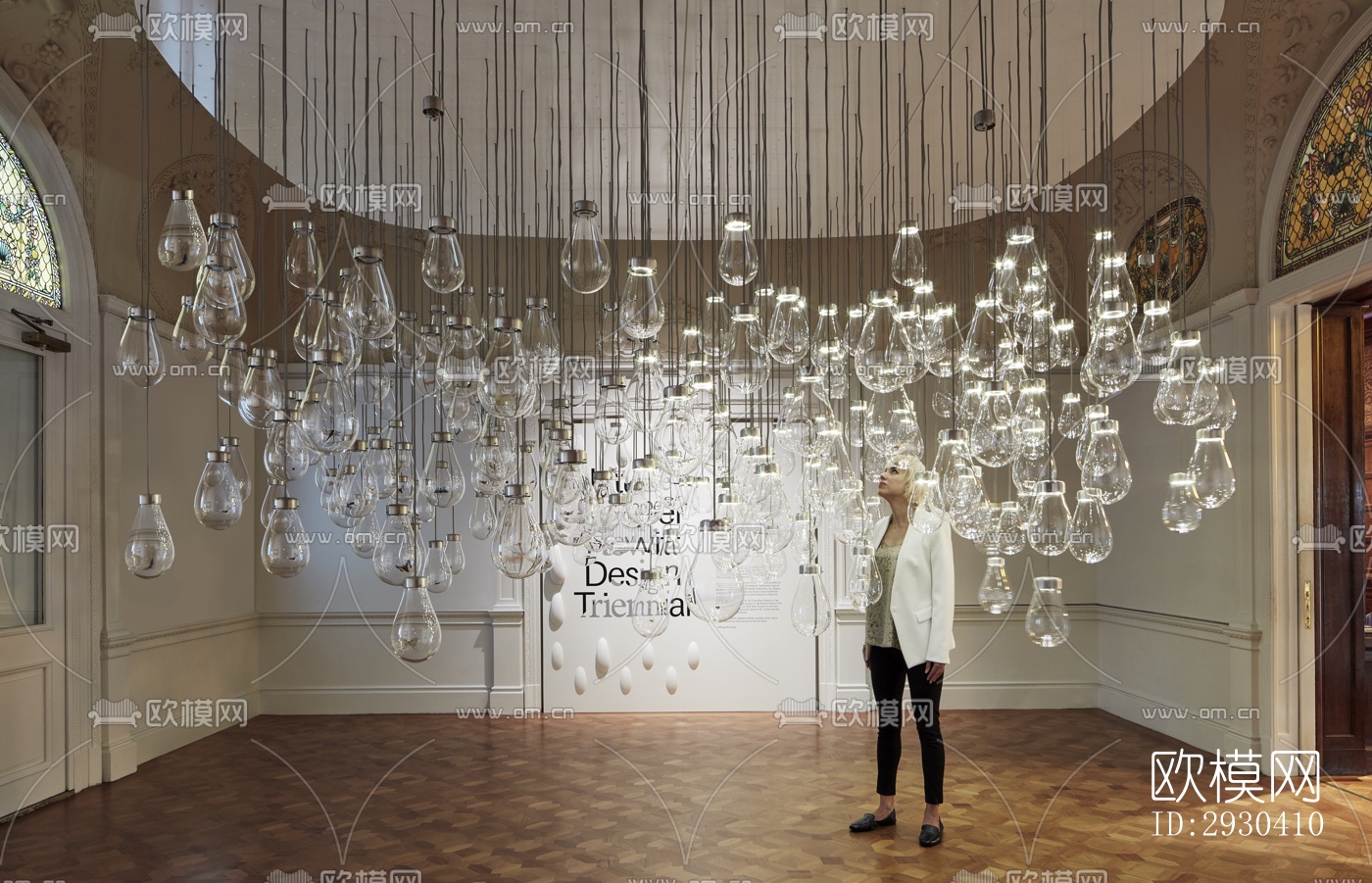 高级灰展览展厅效果图下载（渲染图1）