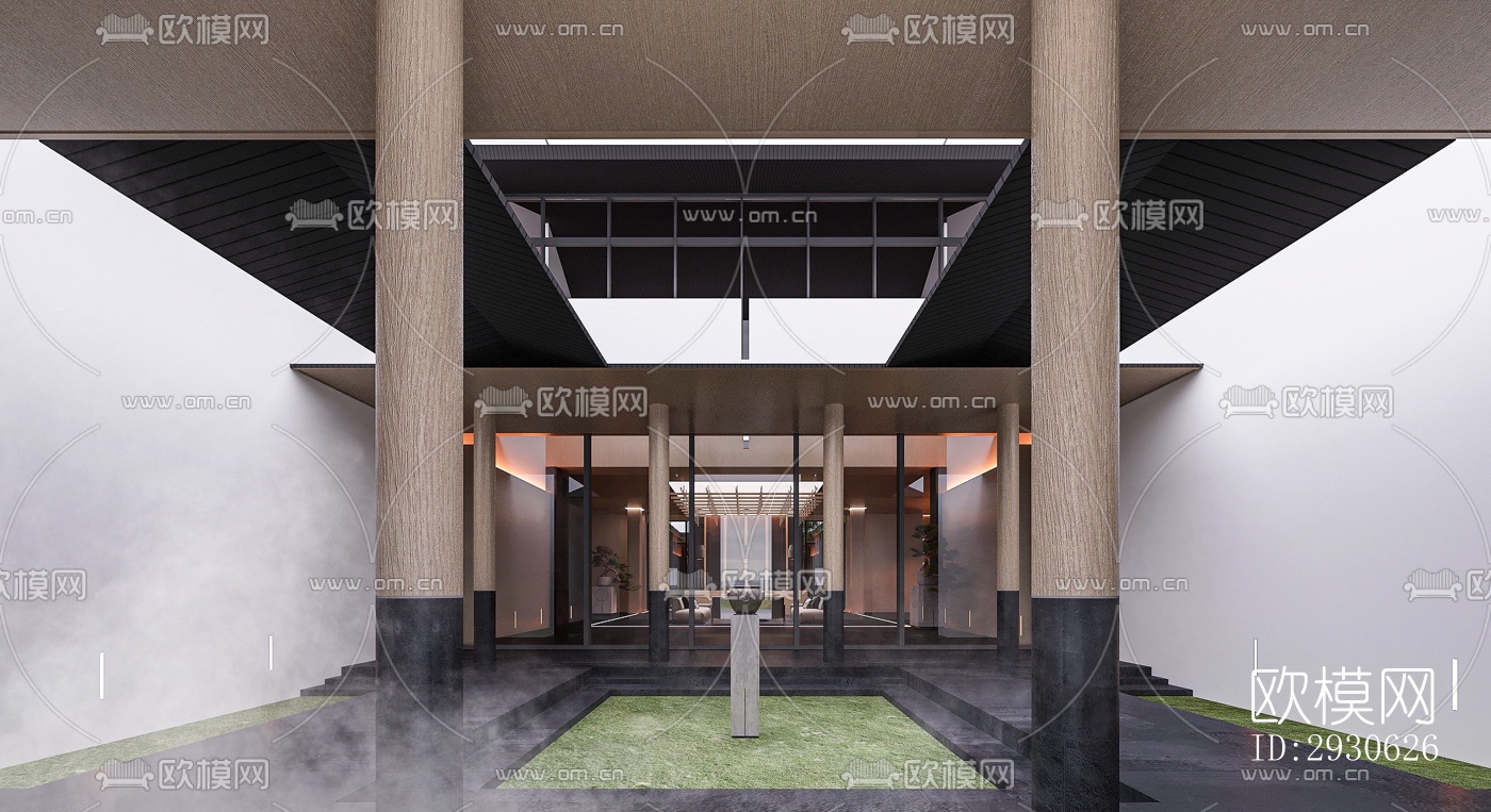 新中式酒店民宿效果图下载（渲染图11）