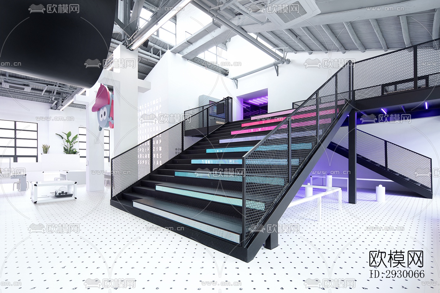 工业风展览展厅效果图下载（渲染图2）