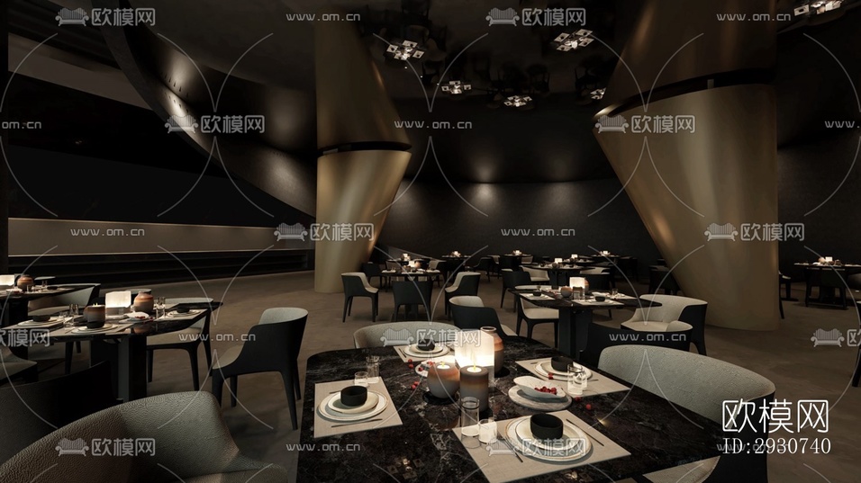 高级灰酒店民宿效果图下载(渲染图7)
