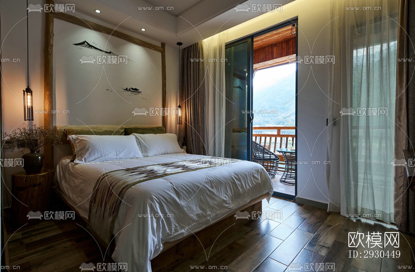 中式酒店民宿效果图下载（渲染图20）