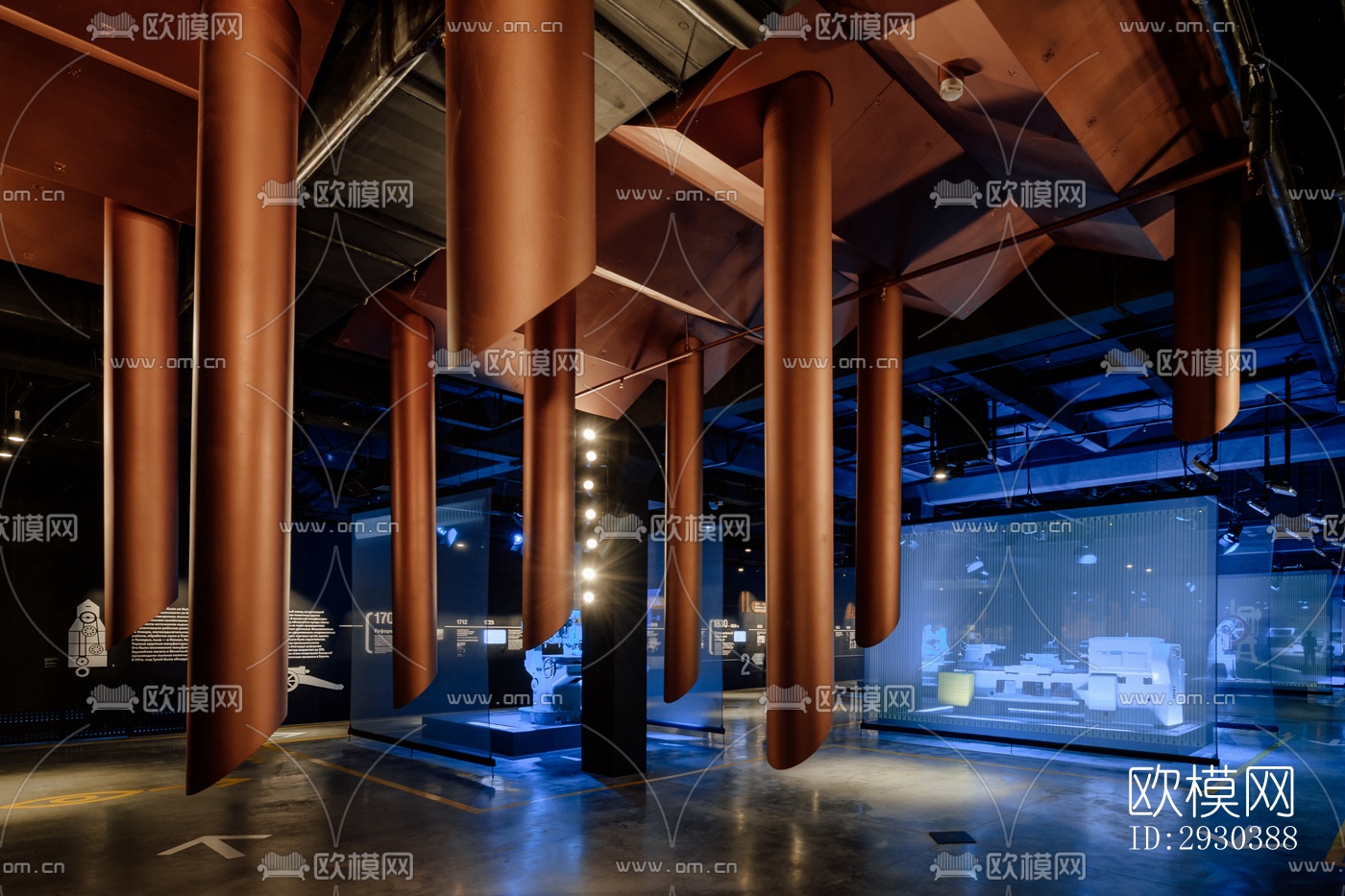 高级灰展览展厅效果图下载（渲染图2）