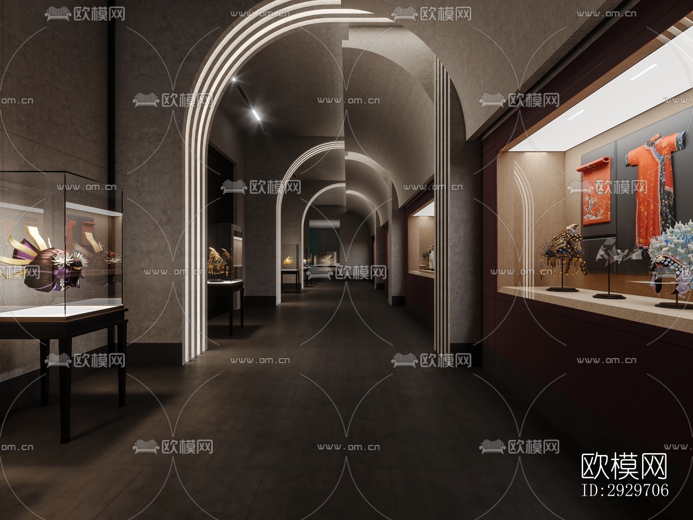 新中式美术博物馆效果图下载（渲染图1）