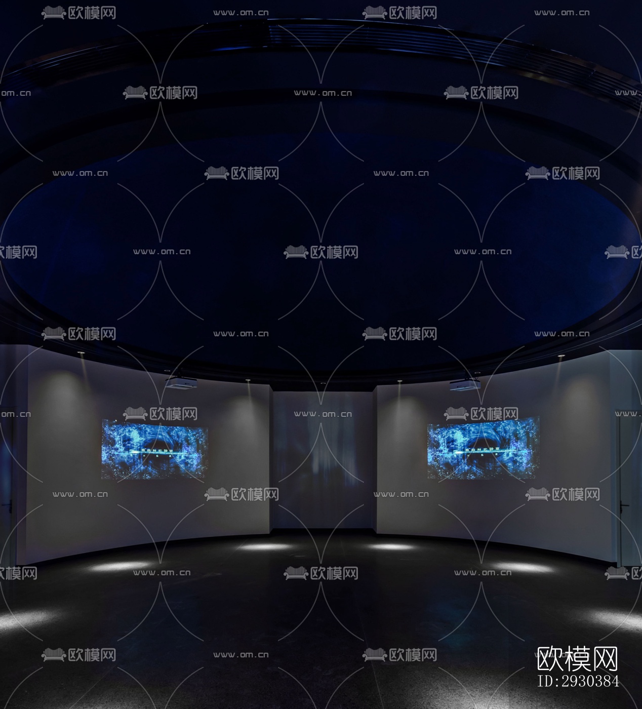 高级灰展览展厅效果图下载（渲染图2）