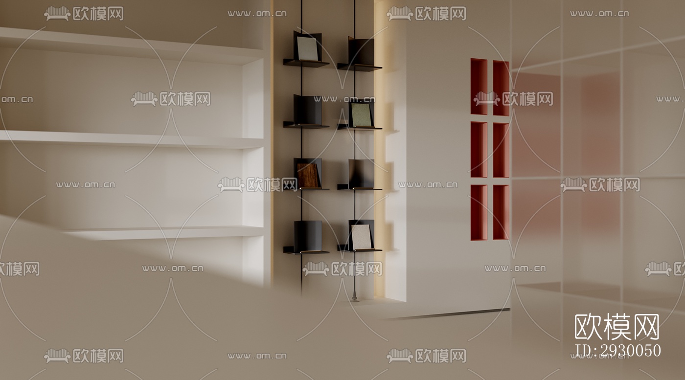 奶油风展览展厅效果图下载（渲染图11）