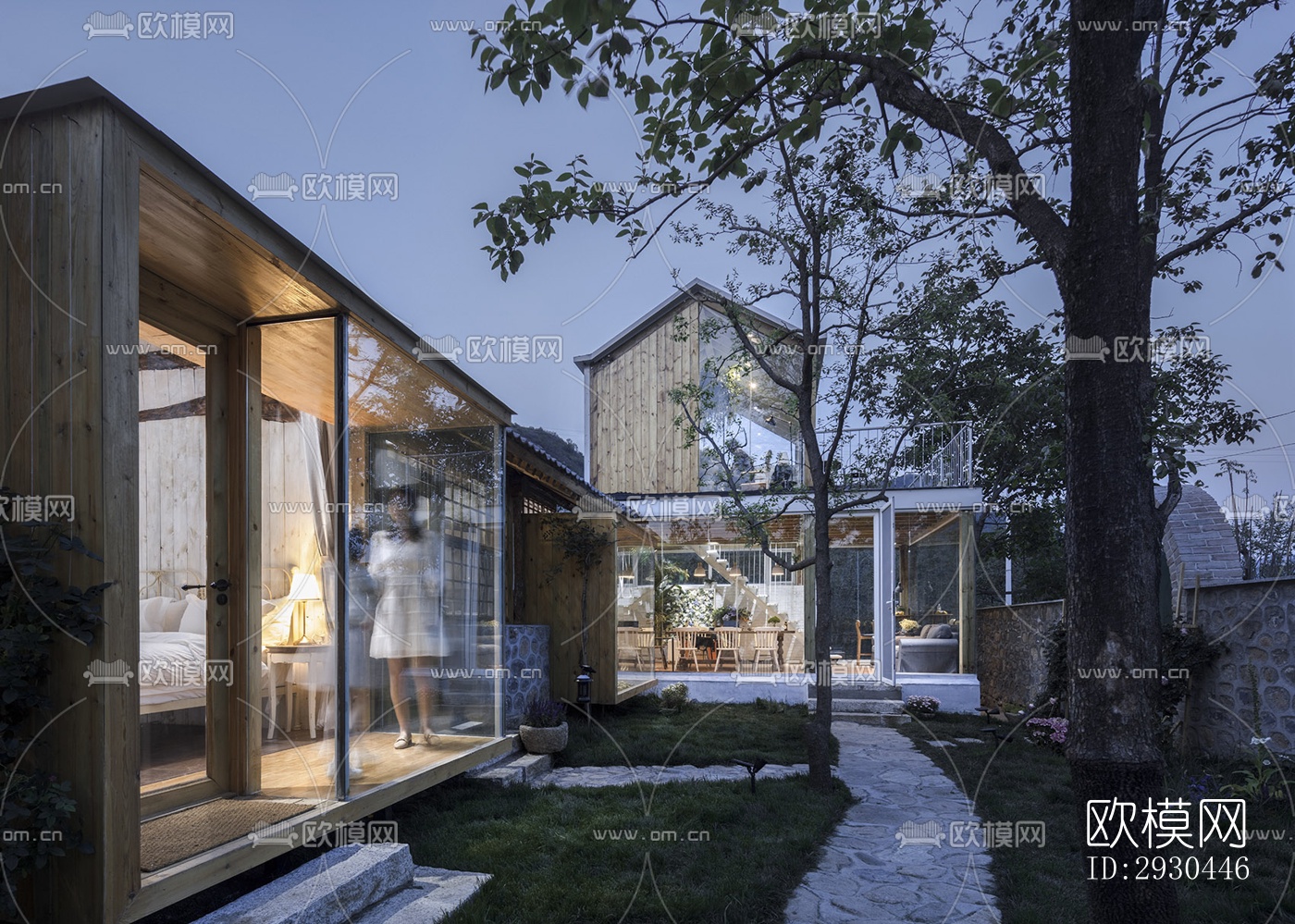 中式酒店民宿效果图下载（渲染图3）