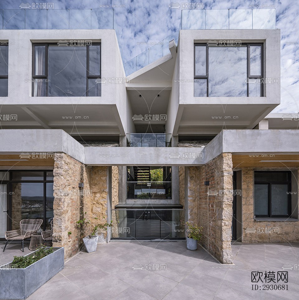 现代酒店民宿效果图下载（渲染图2）