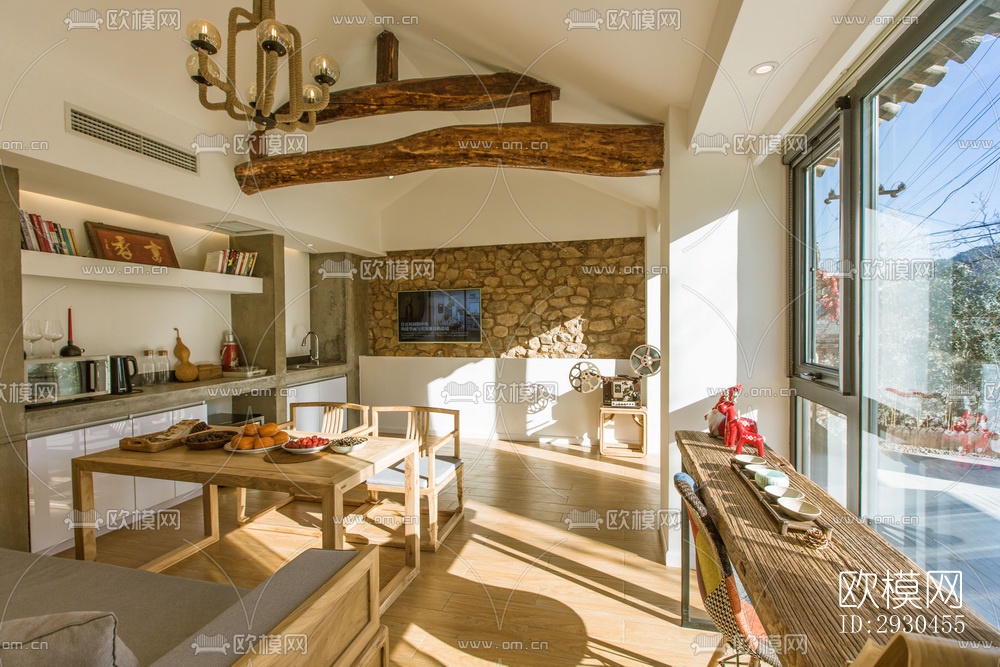 中式酒店民宿效果图下载（渲染图4）