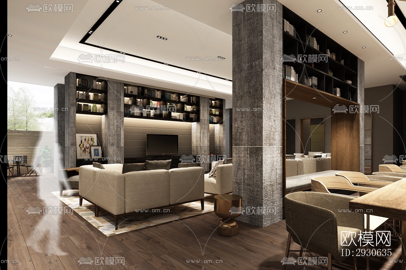 现代酒店民宿效果图下载（渲染图5）