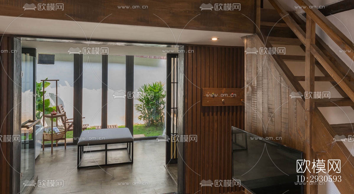 新中式酒店民宿效果图下载（渲染图12）