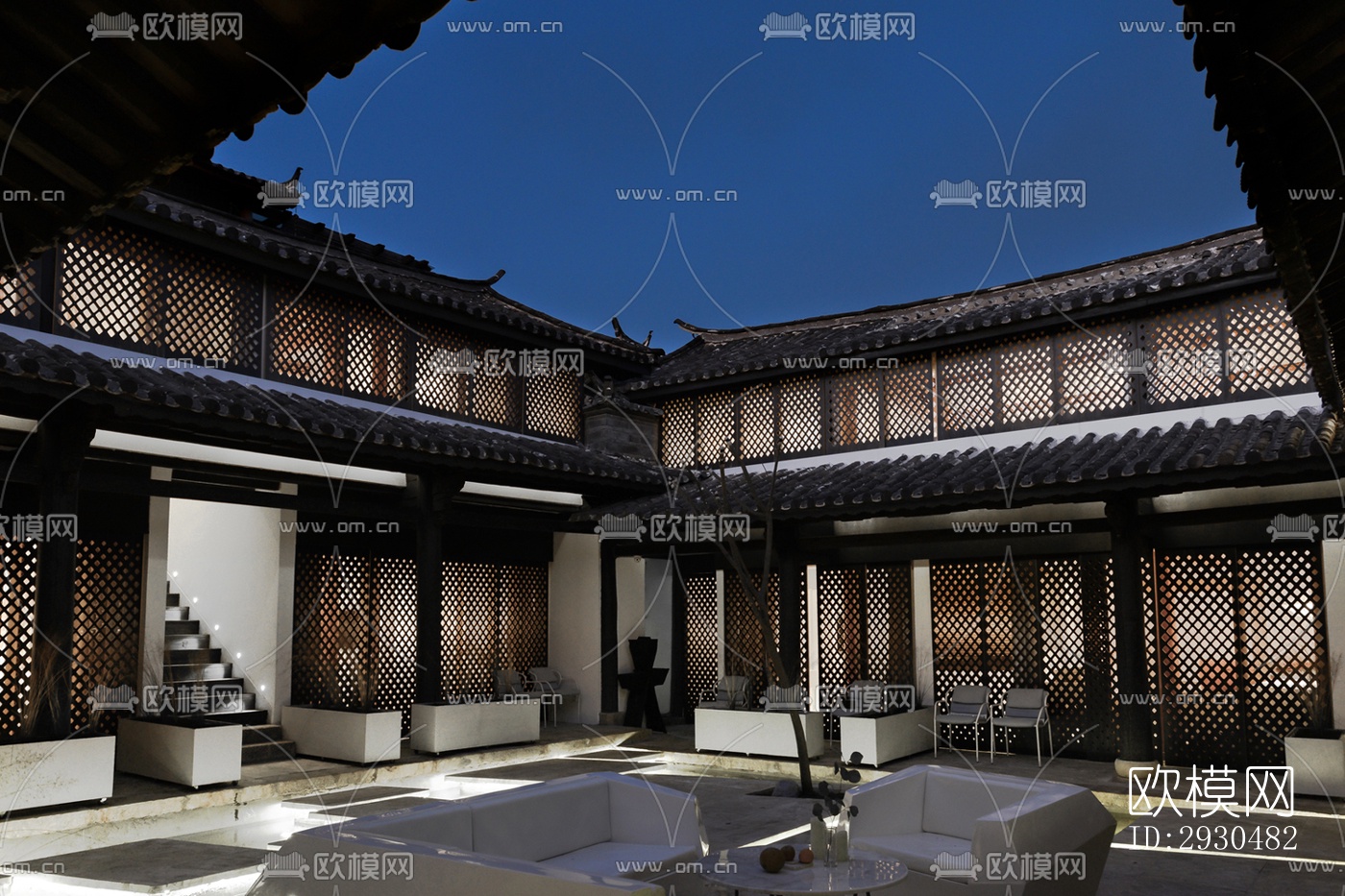 中式酒店民宿效果图下载（渲染图11）