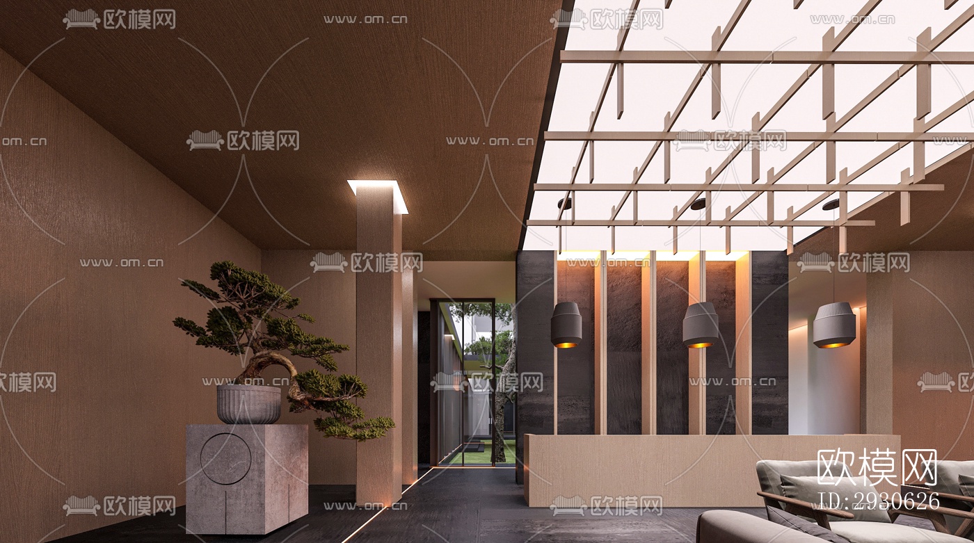 新中式酒店民宿效果图下载（渲染图8）