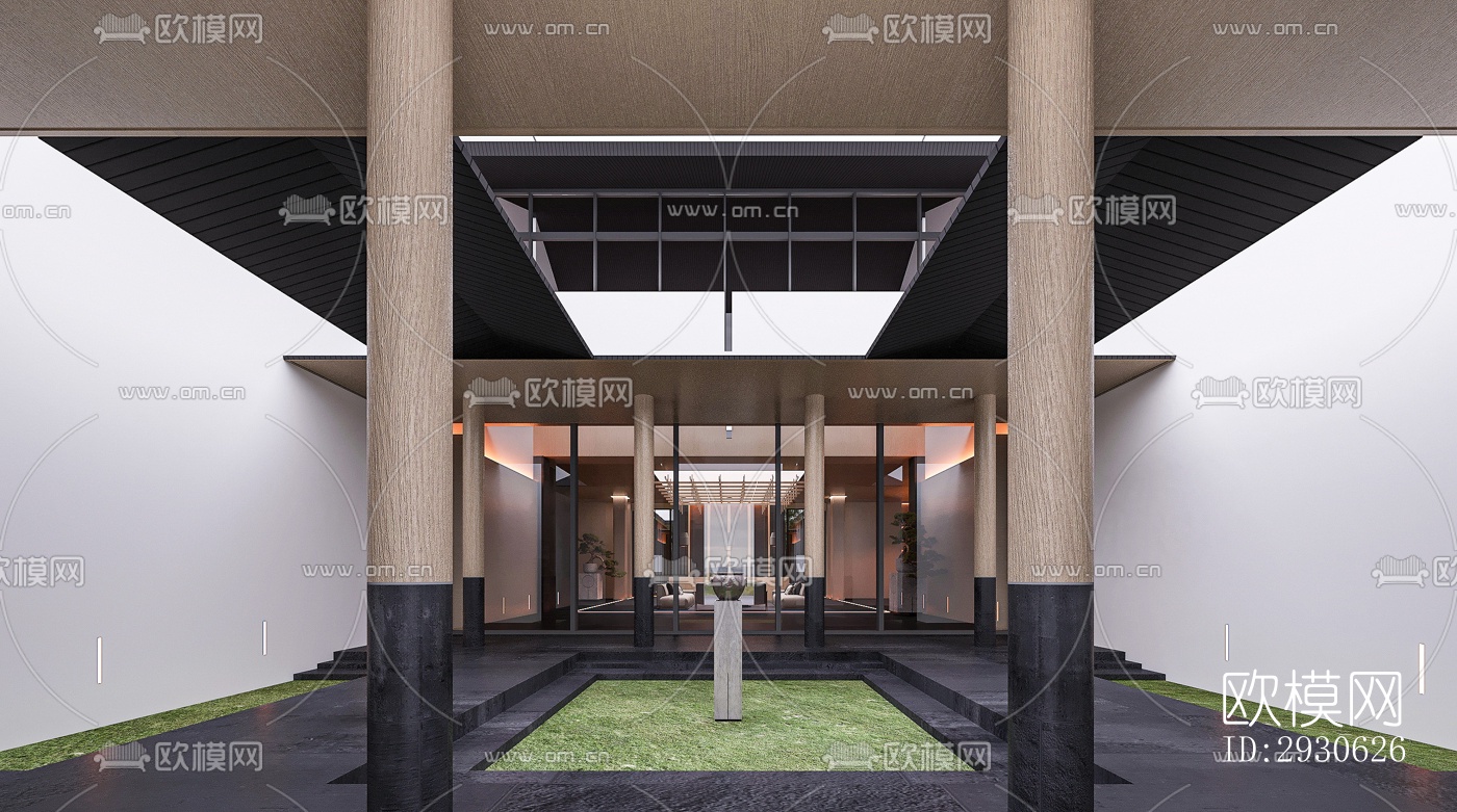 新中式酒店民宿效果图下载（渲染图10）