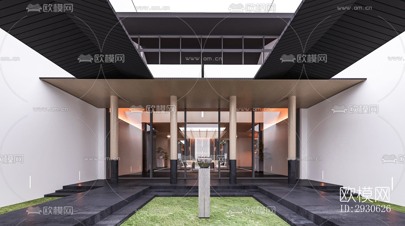 新中式酒店民宿效果图下载（渲染图5）