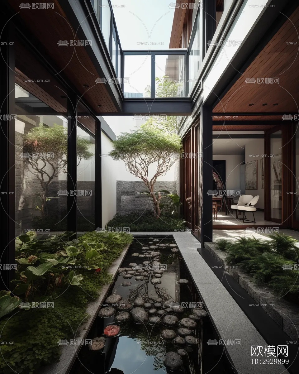 新中式居住景观效果图下载（渲染图7）