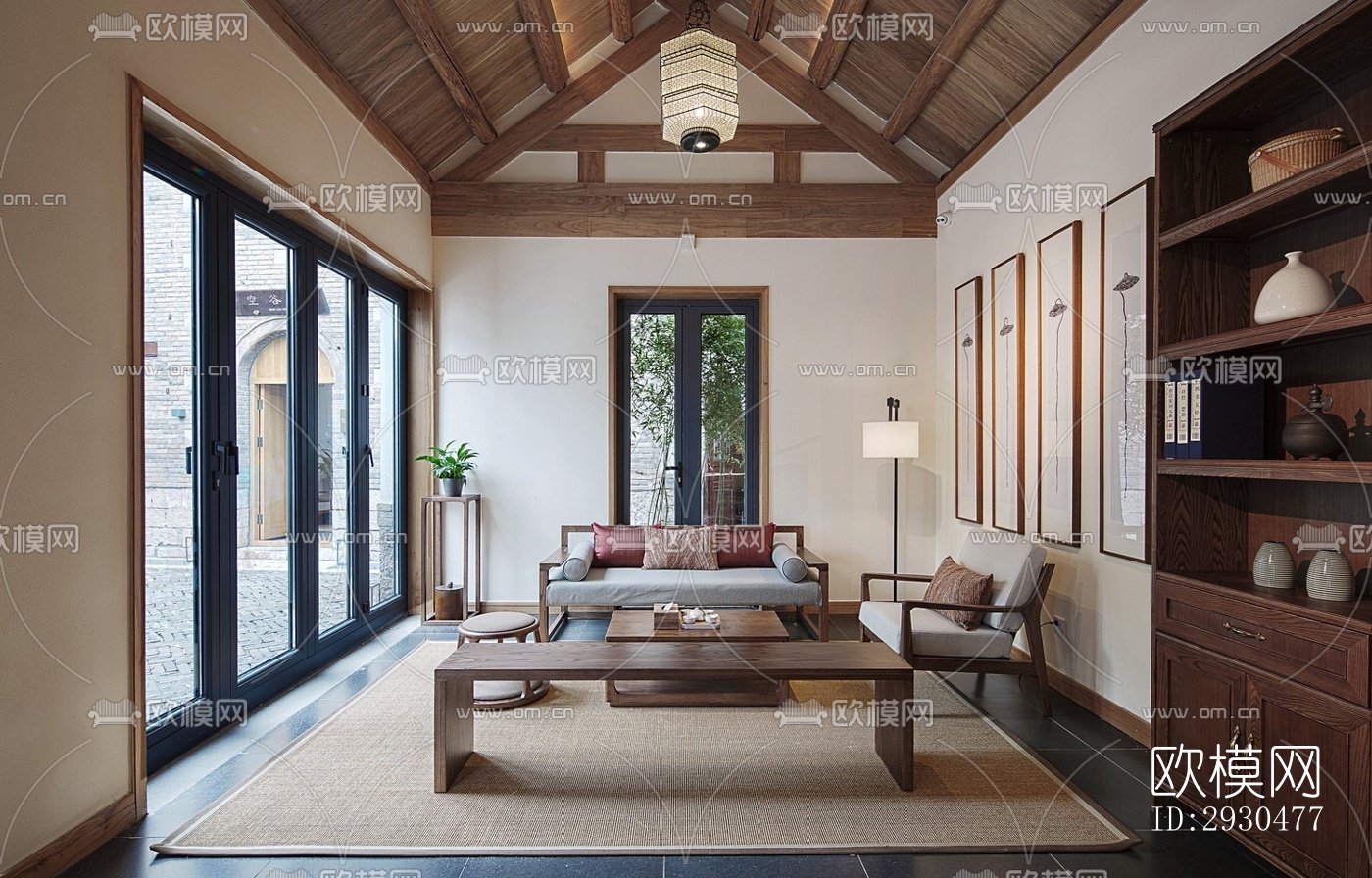 中式酒店民宿效果图下载（渲染图4）