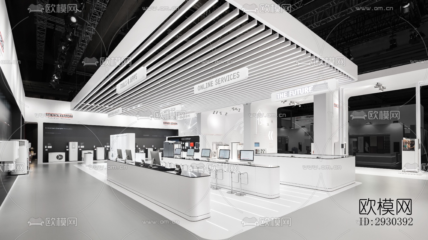 高级灰展览展厅效果图下载（渲染图6）