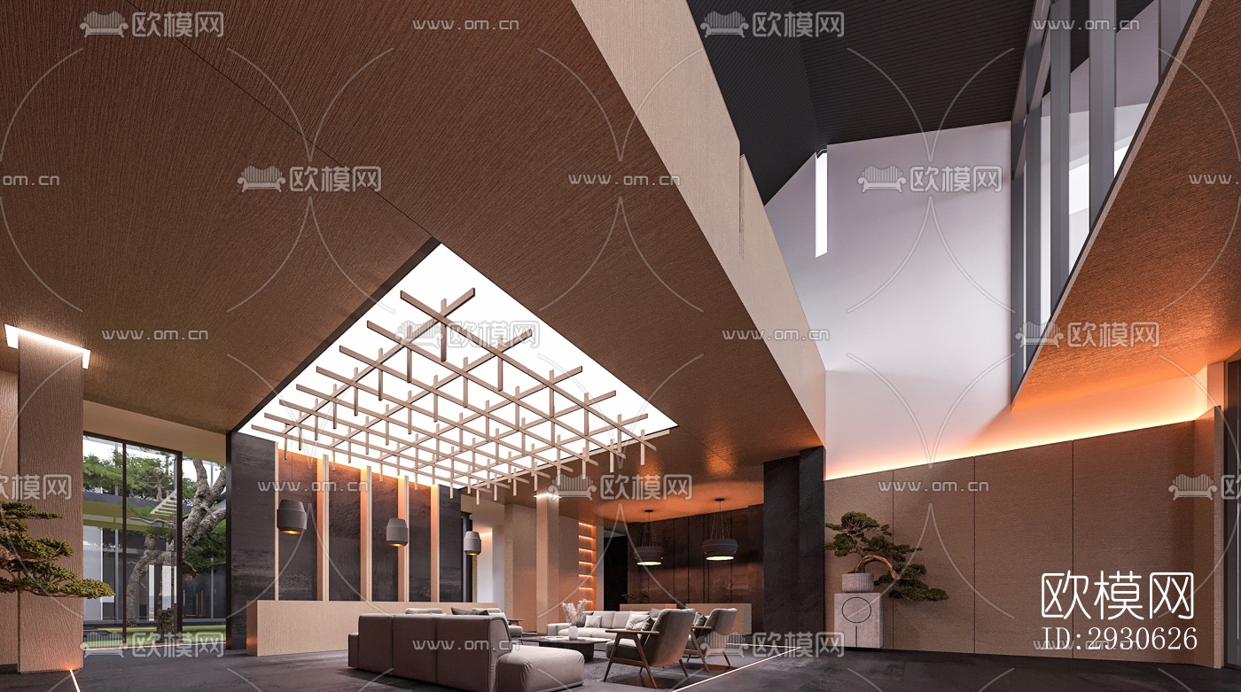 新中式酒店民宿效果图下载（渲染图3）