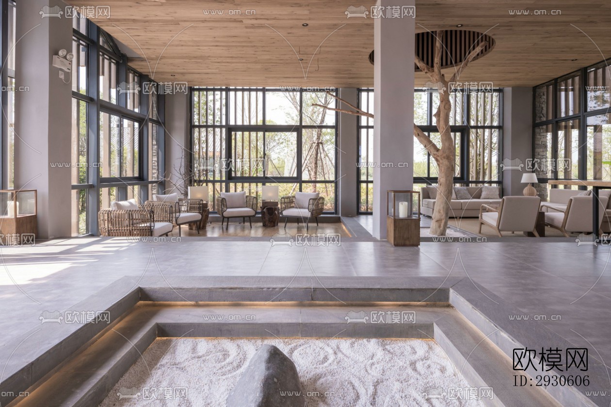 新中式酒店民宿效果图下载（渲染图19）