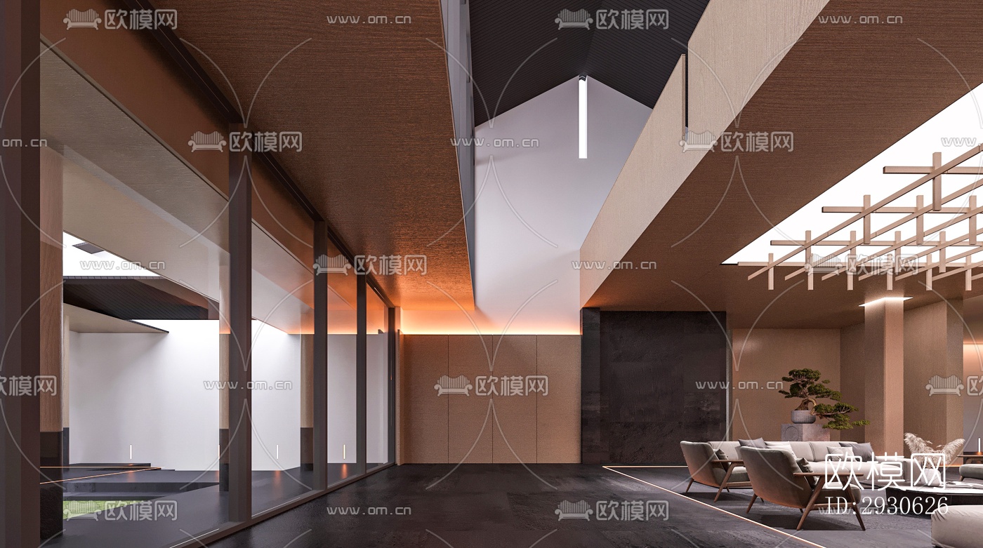 新中式酒店民宿效果图下载（渲染图1）