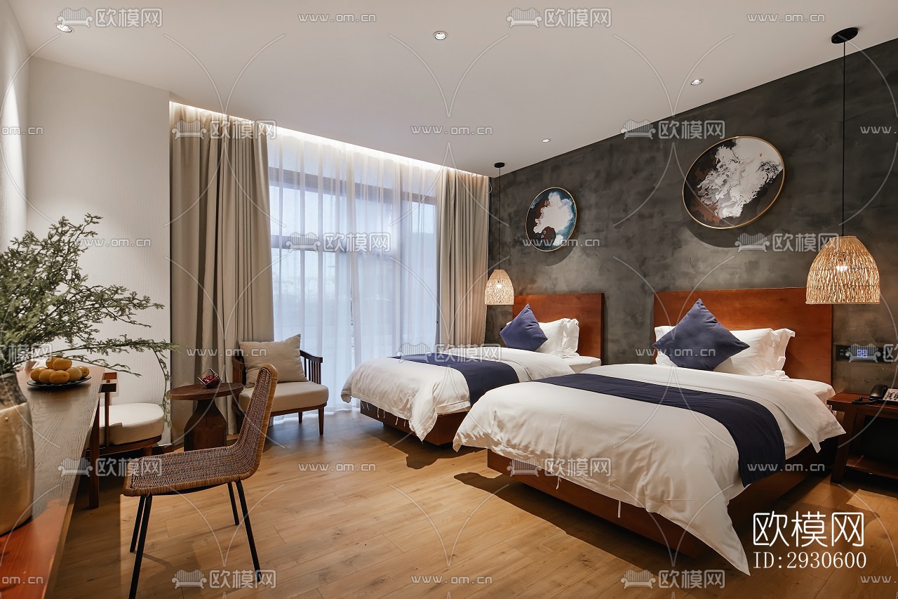 新中式酒店民宿效果图下载（渲染图14）