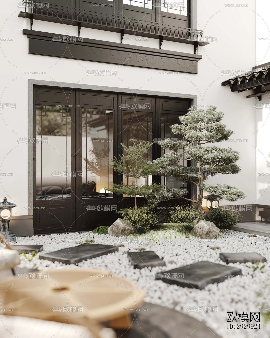 新中式居住景观效果图下载（渲染图5）