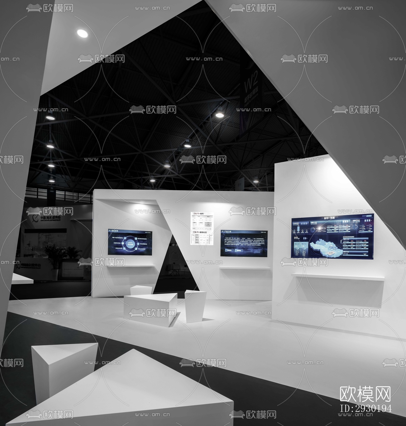 现代展览展厅效果图下载（渲染图1）