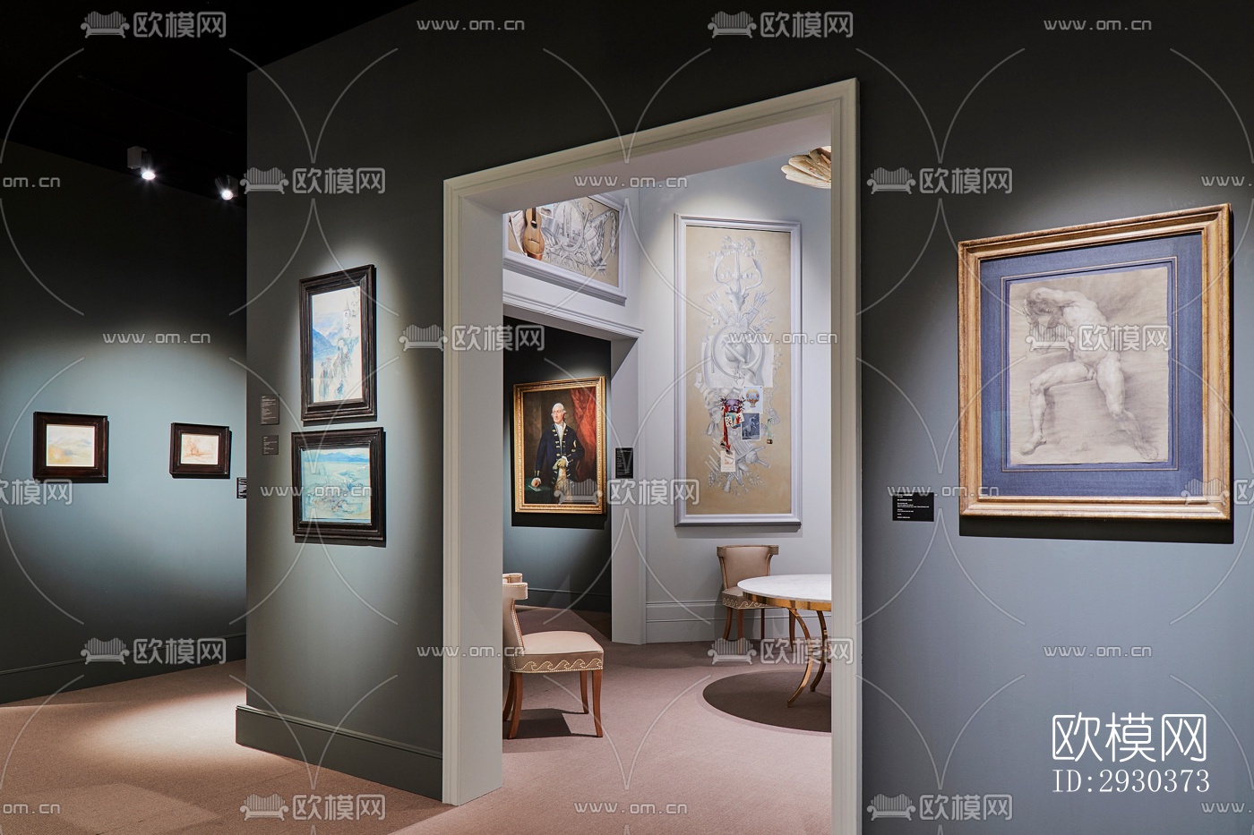 美式展览展厅效果图下载（渲染图7）