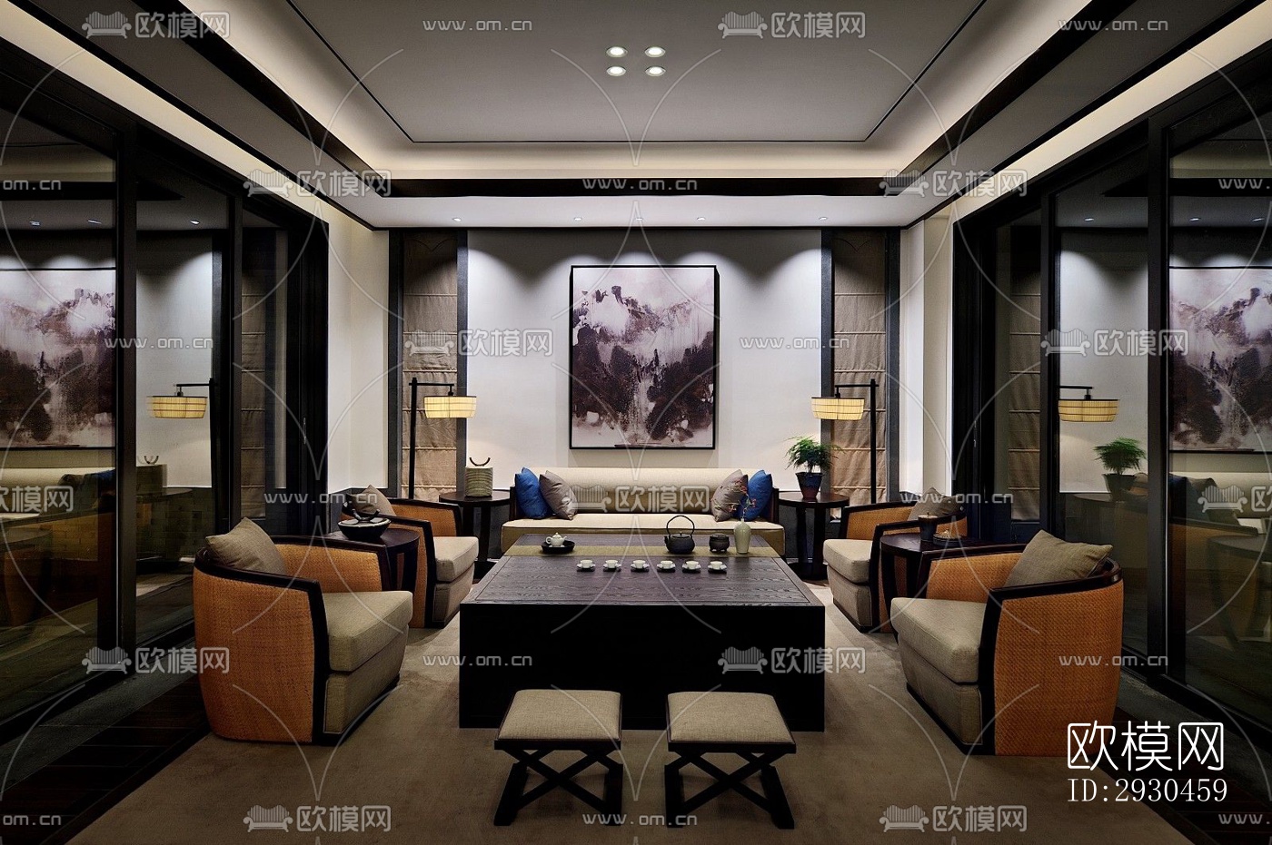 中式酒店民宿效果图下载（渲染图14）