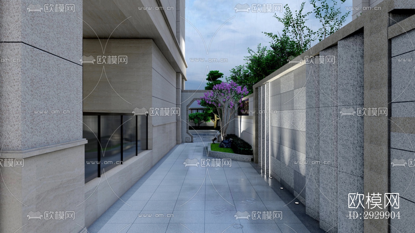 新中式居住景观效果图下载（渲染图12）