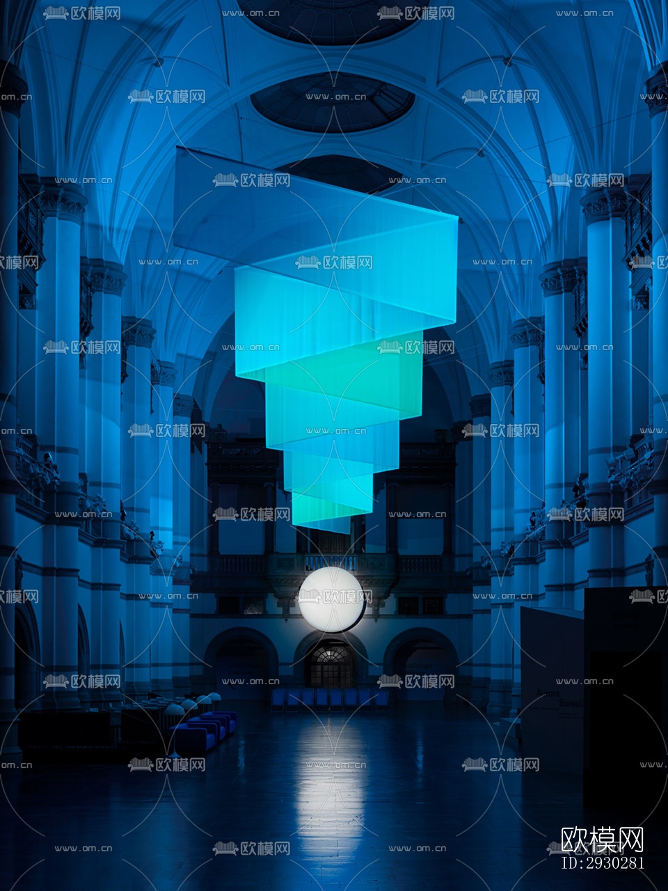 现代展览展厅效果图下载（渲染图1）