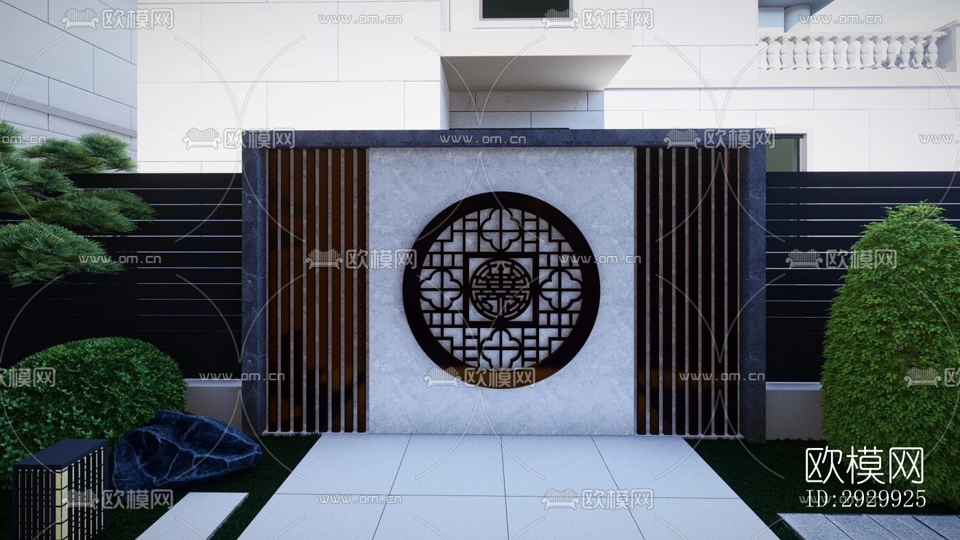 新中式居住景观效果图下载（渲染图9）