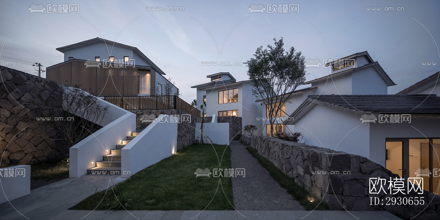 现代酒店民宿效果图下载（渲染图3）