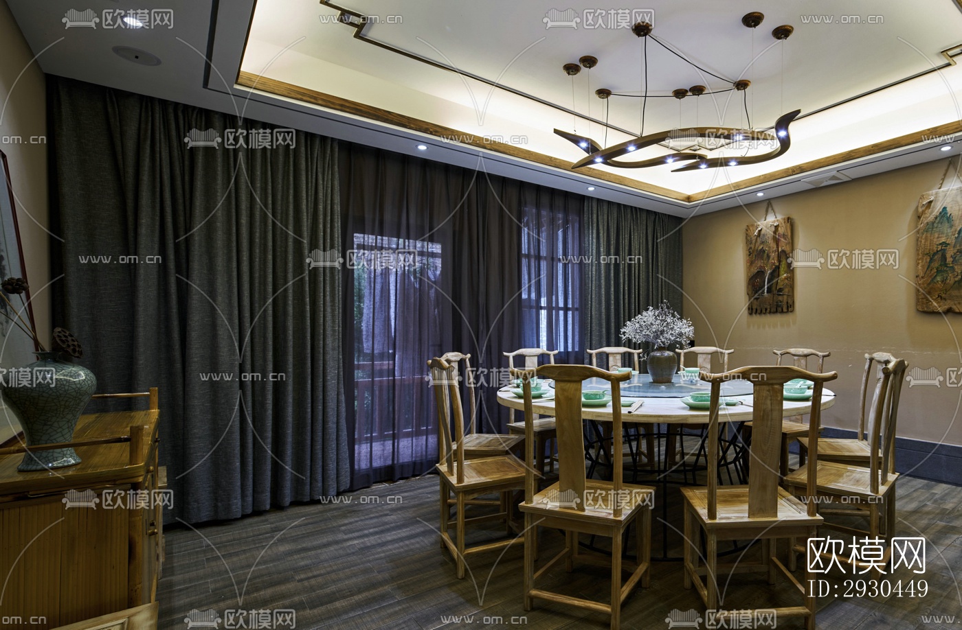 中式酒店民宿效果图下载（渲染图10）