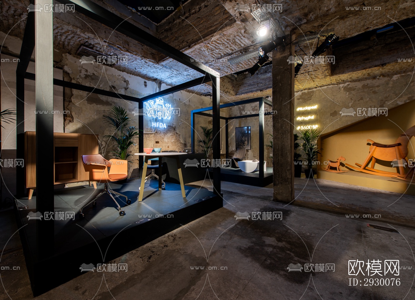 工业风展览展厅效果图下载（渲染图3）