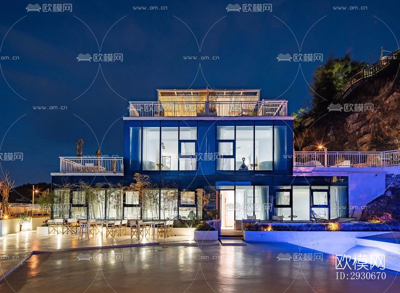 现代酒店民宿效果图下载（渲染图1）