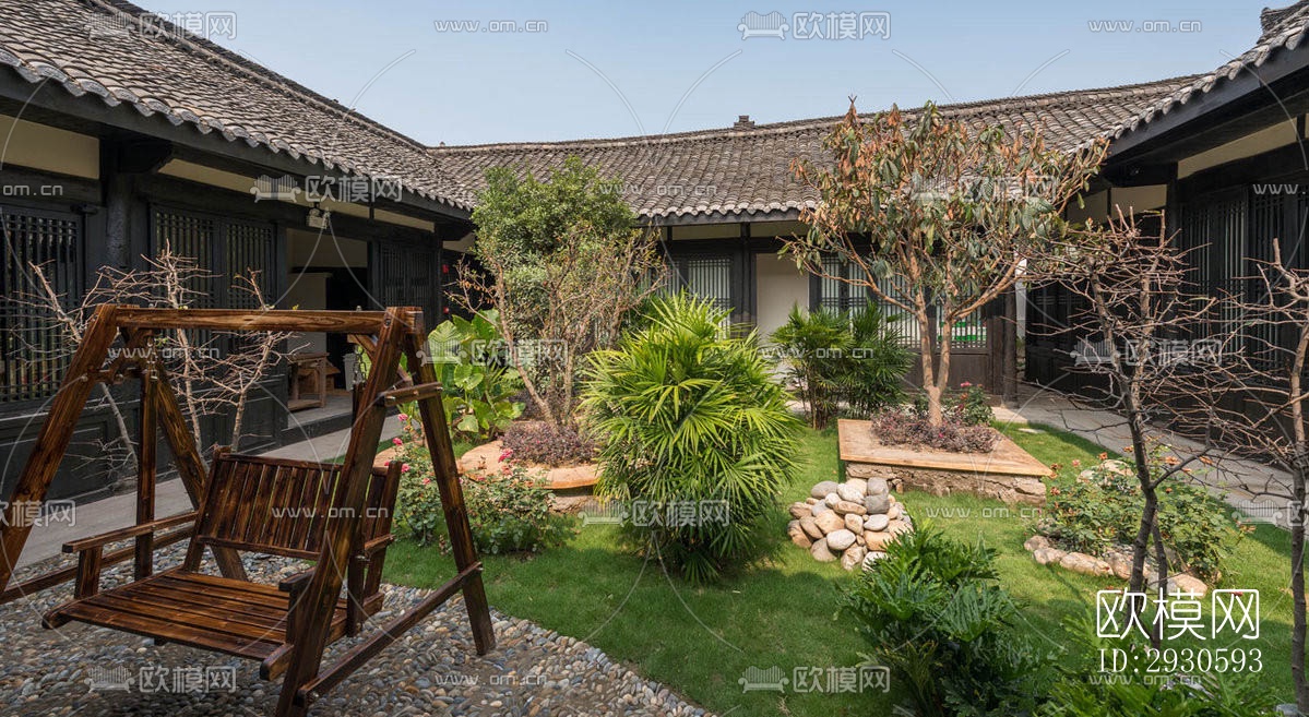 新中式酒店民宿效果图下载（渲染图10）