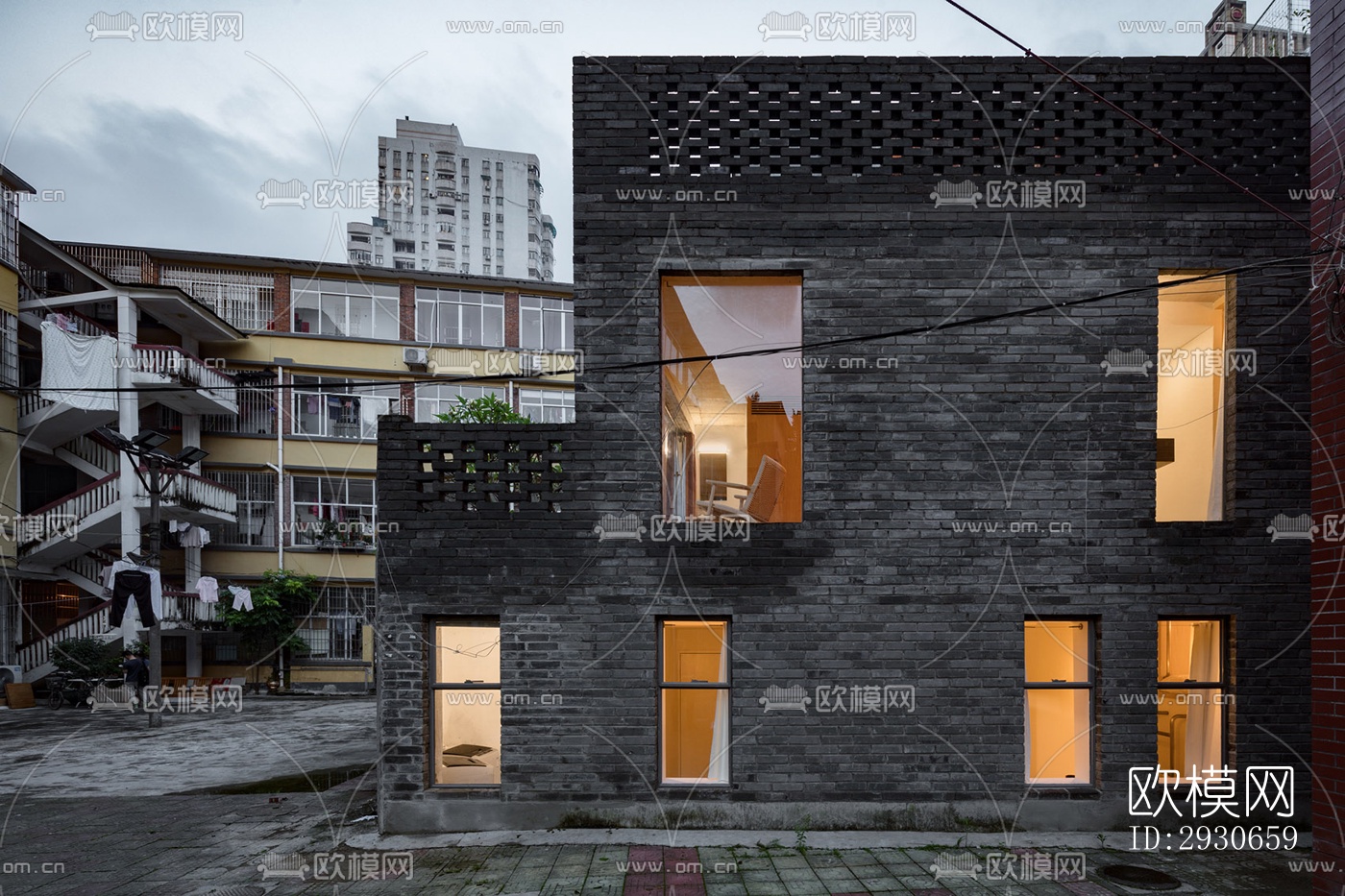 现代酒店民宿效果图下载（渲染图1）