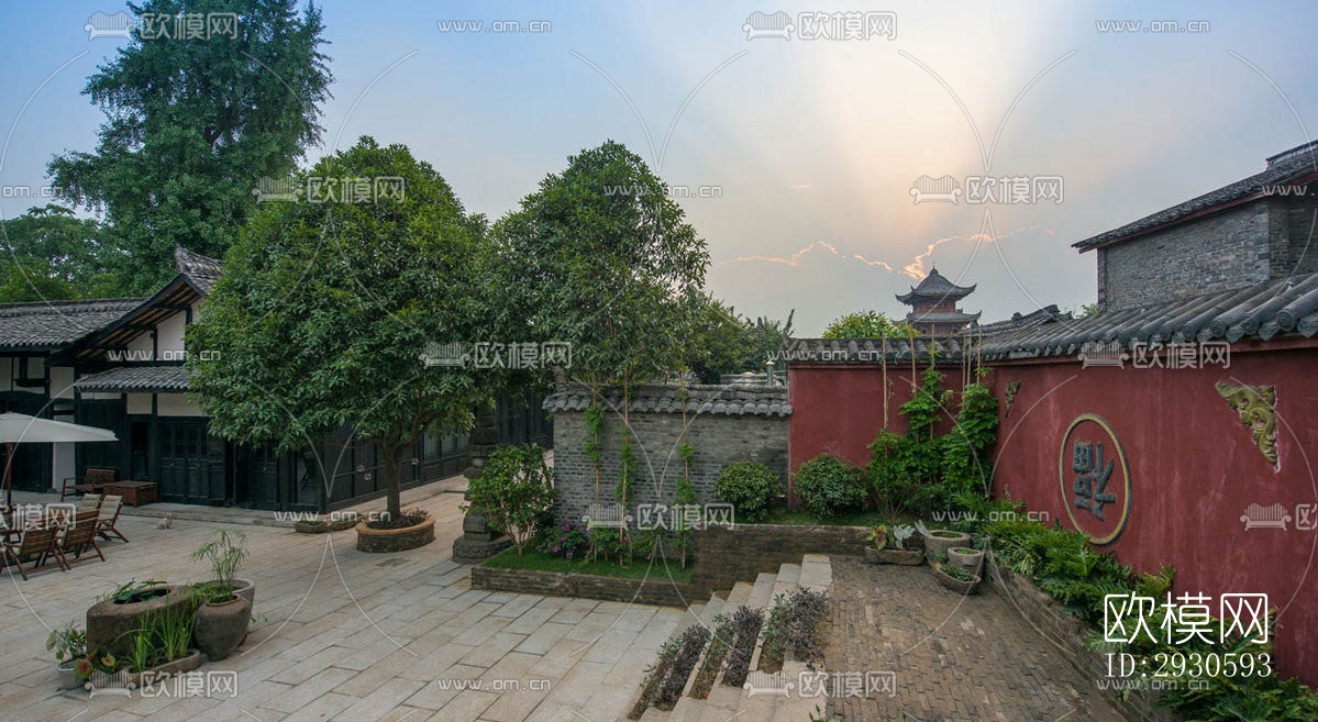 新中式酒店民宿效果图下载（渲染图11）